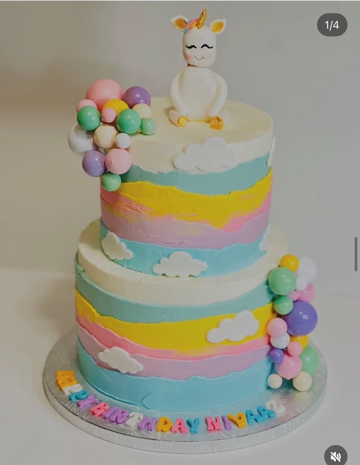 Pastel Unicorn Balloon Cake