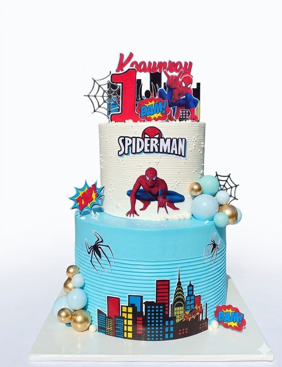 Spiderman City Skyline Cake