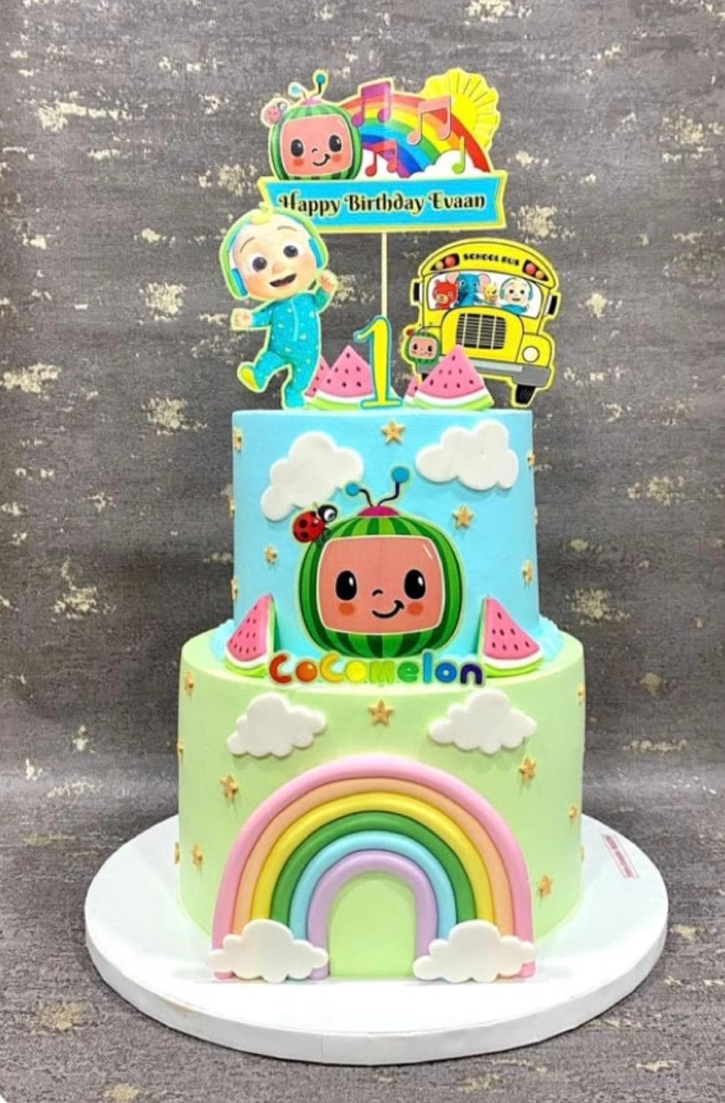 Cocomelon Pastel Rainbow Cake