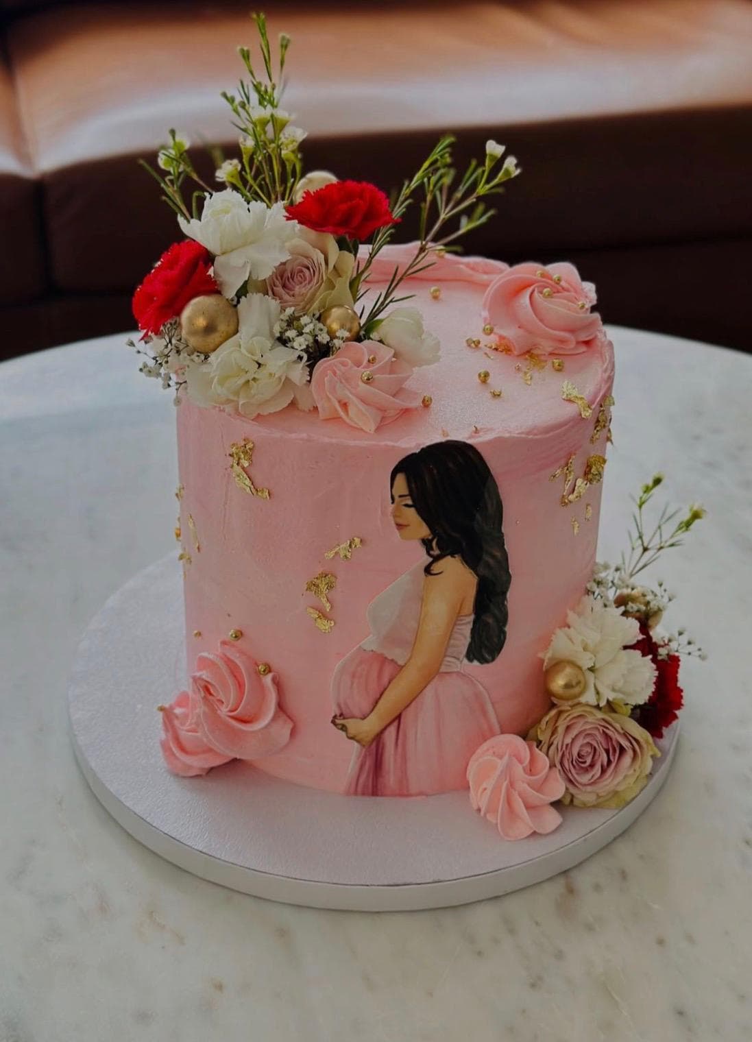 Boy or Girl Floral Reveal Cake