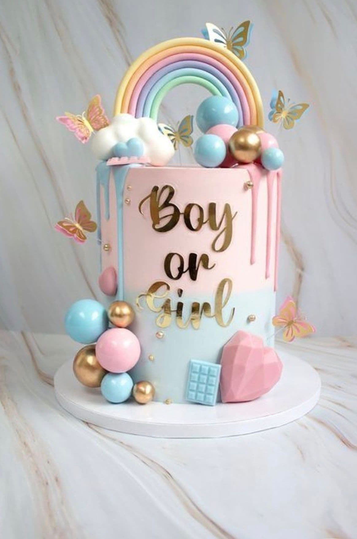Rainbow Gender Reveal Cake