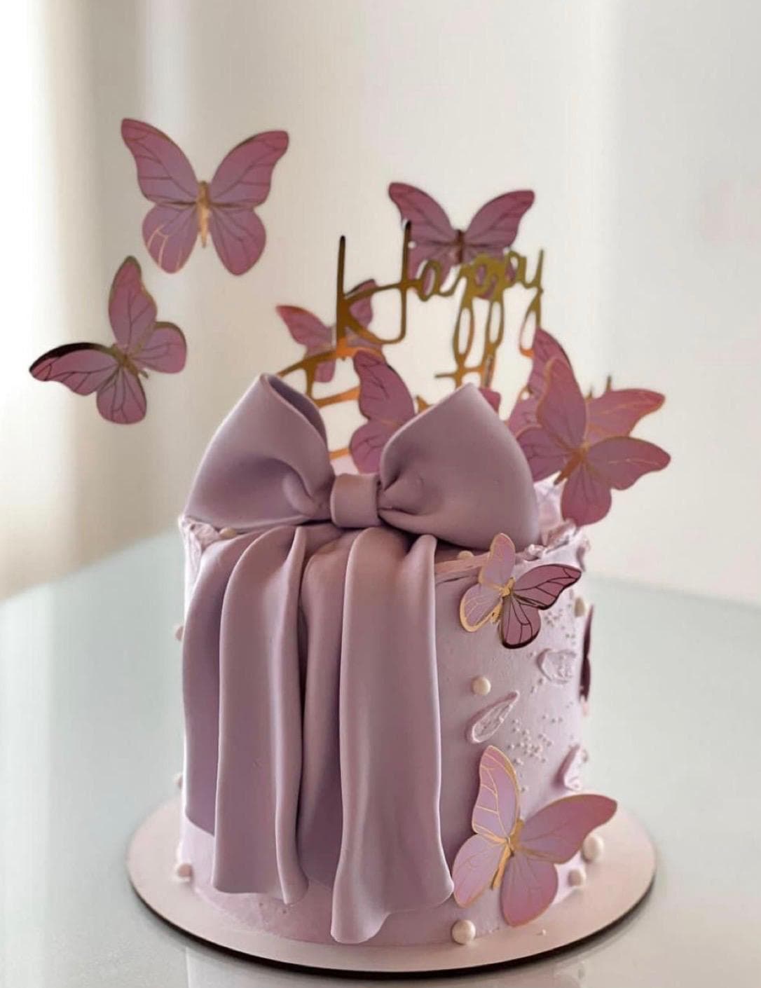 Lavender Butterfly Drip Cake