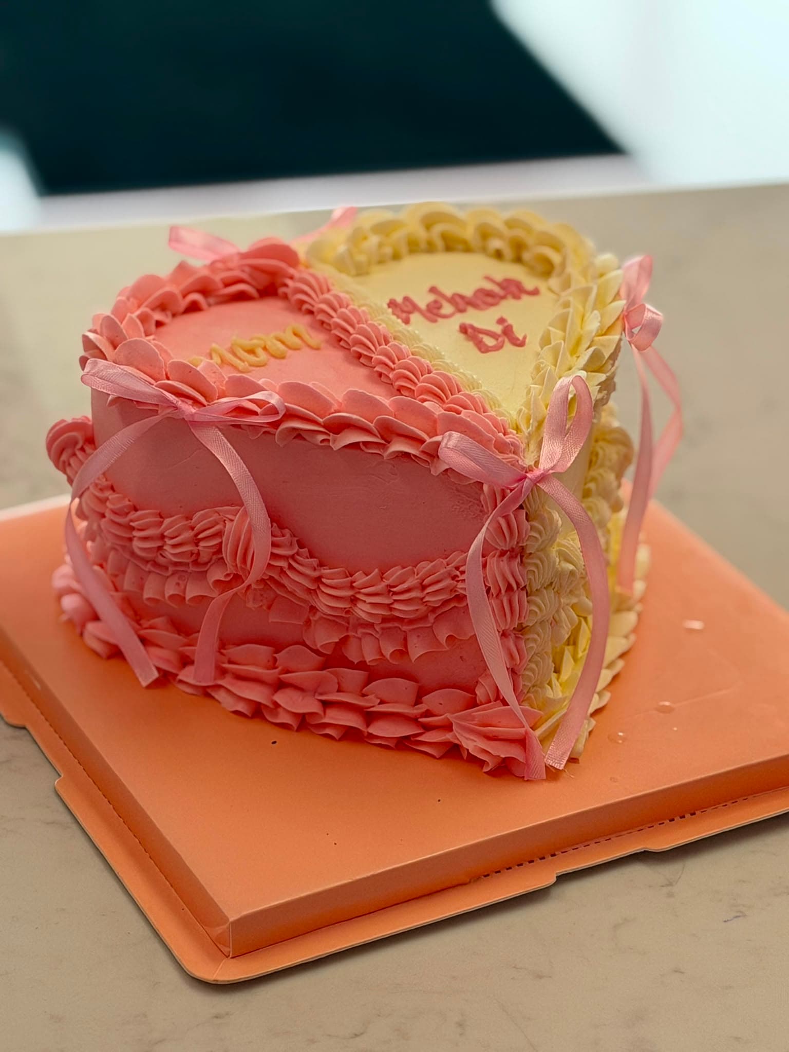 Pink Ruffle Heart Cake