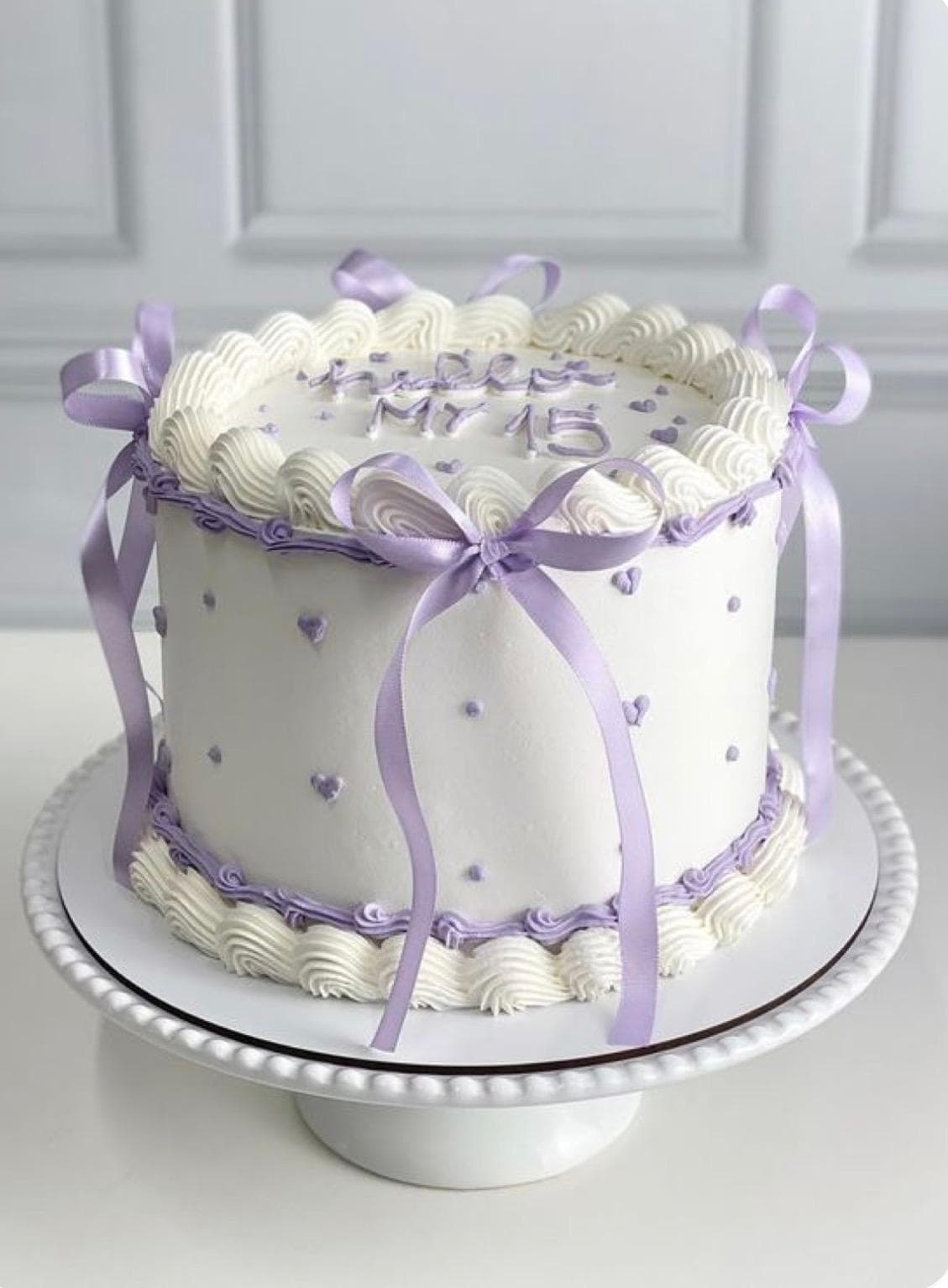 Lavender Ribbon Vintage Cake