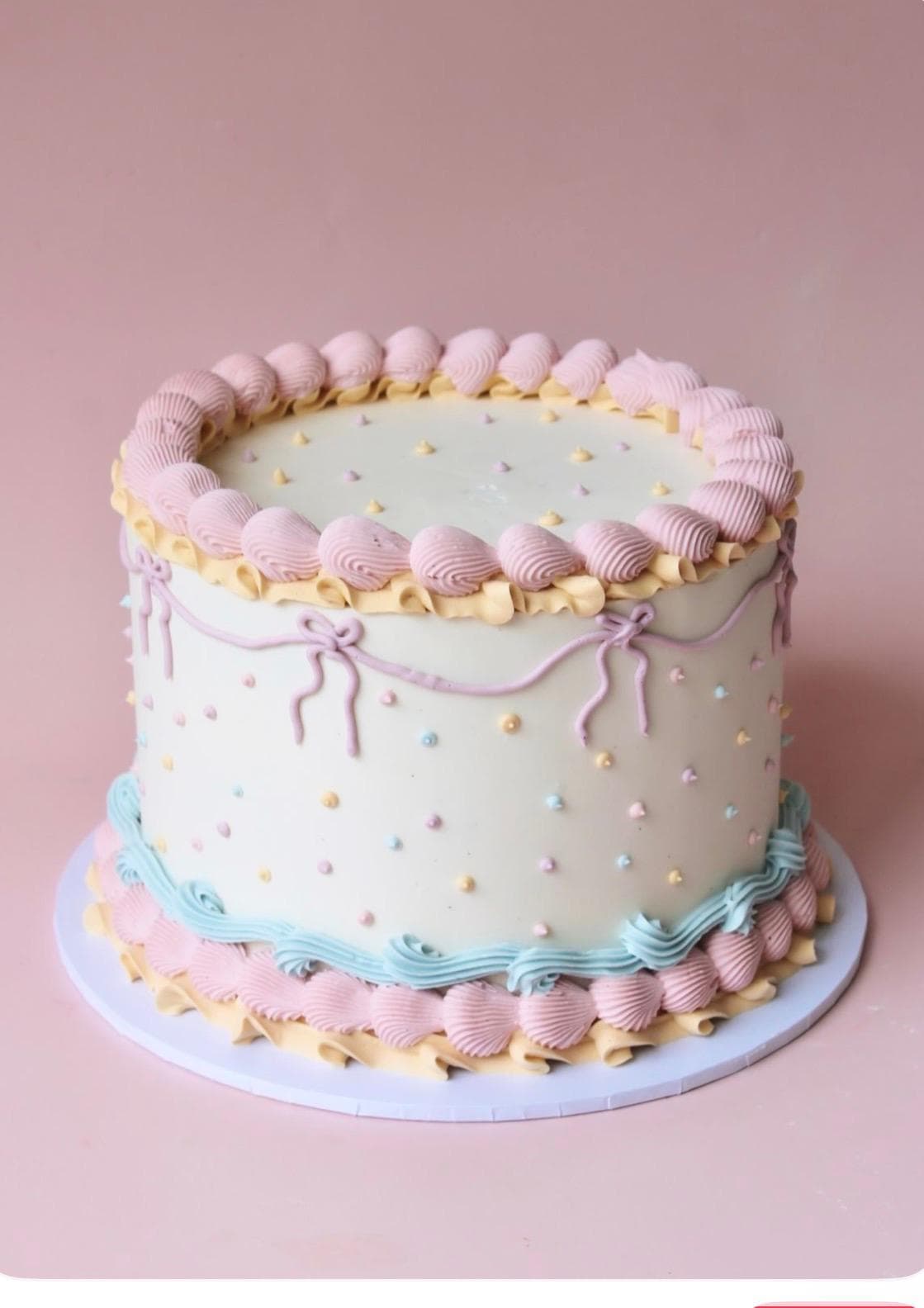 Pink & Blue Piped Cake