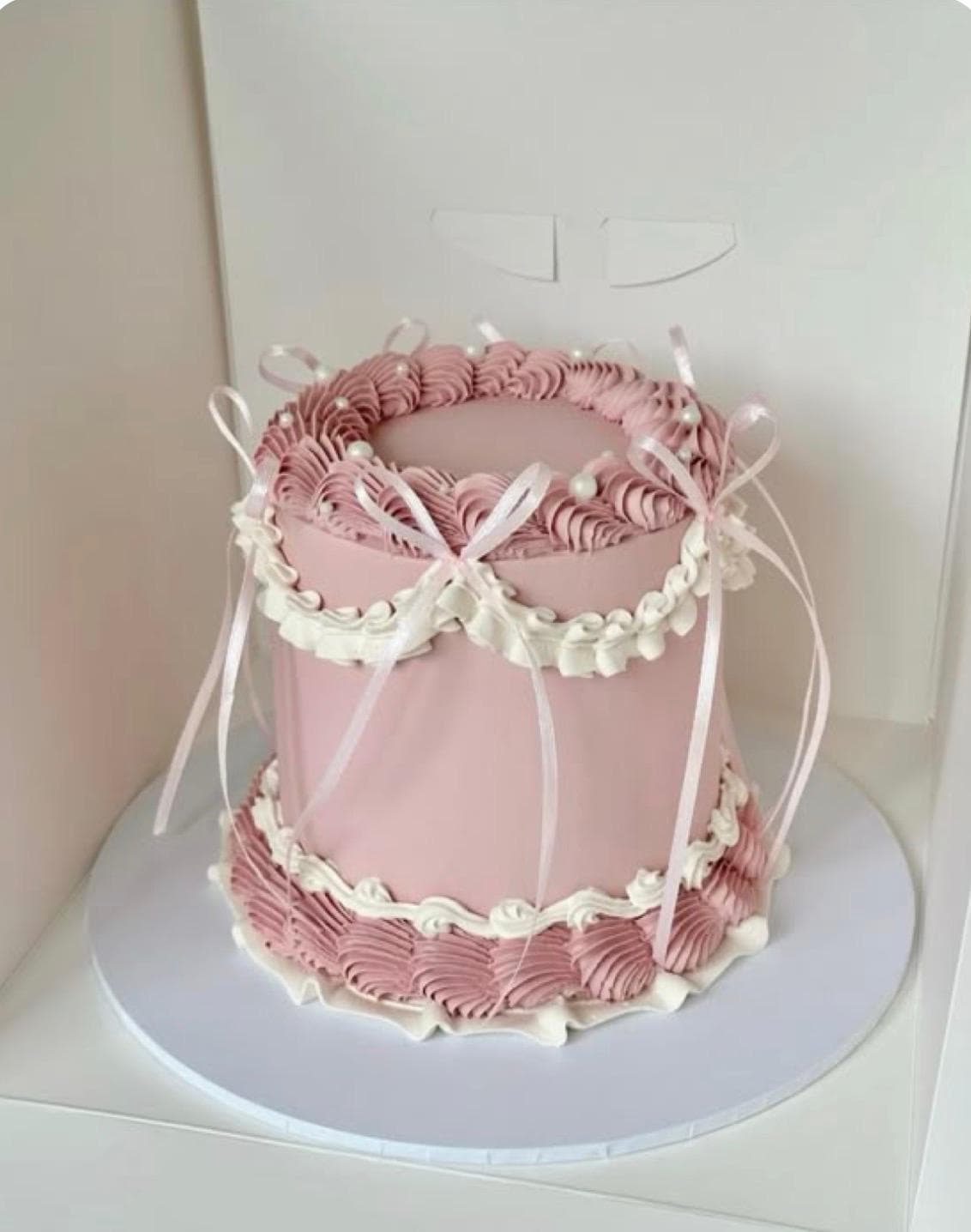 Pink Ribbon Rosette Cake