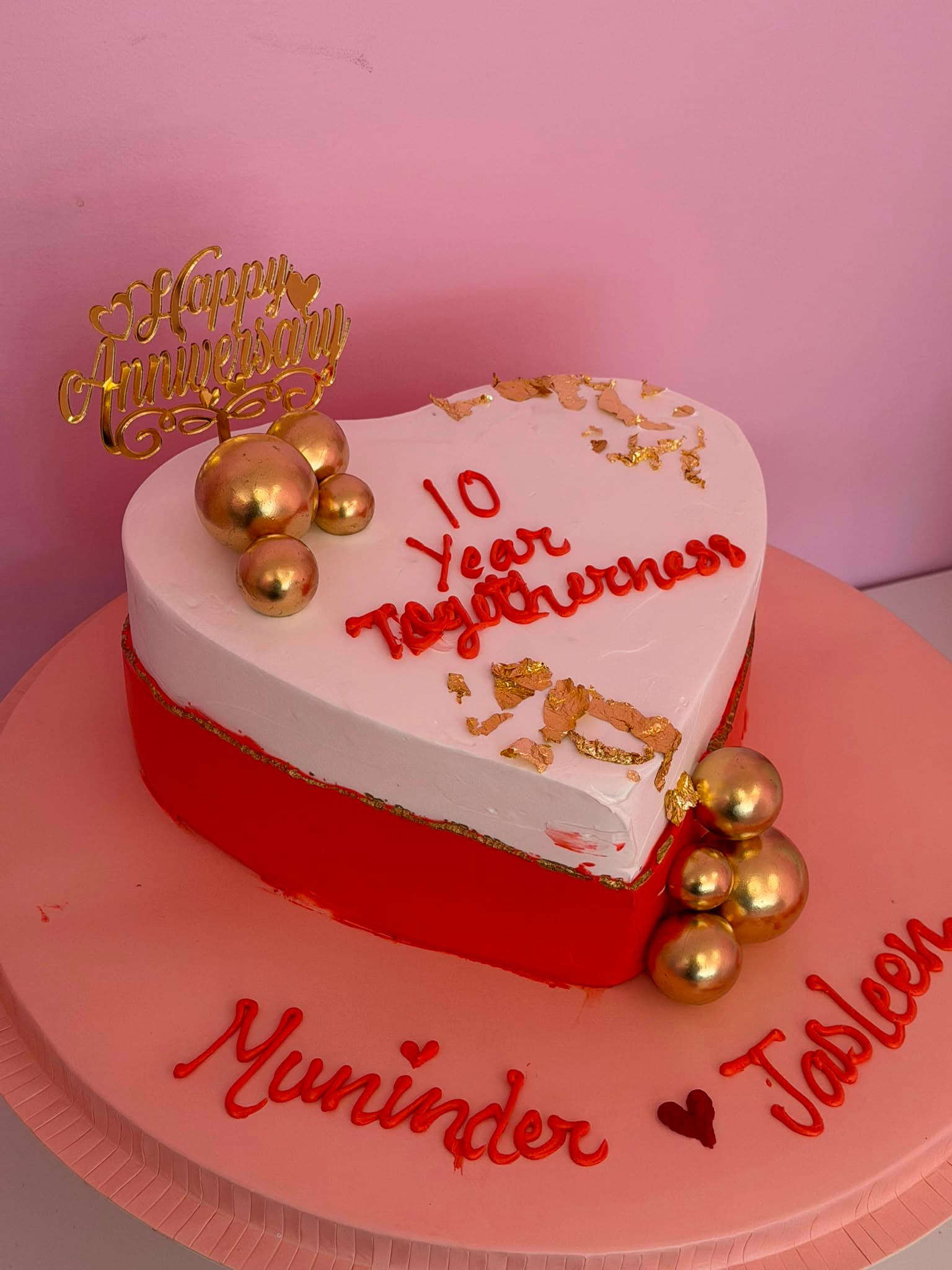 10 Year Anniversary Heart Cake