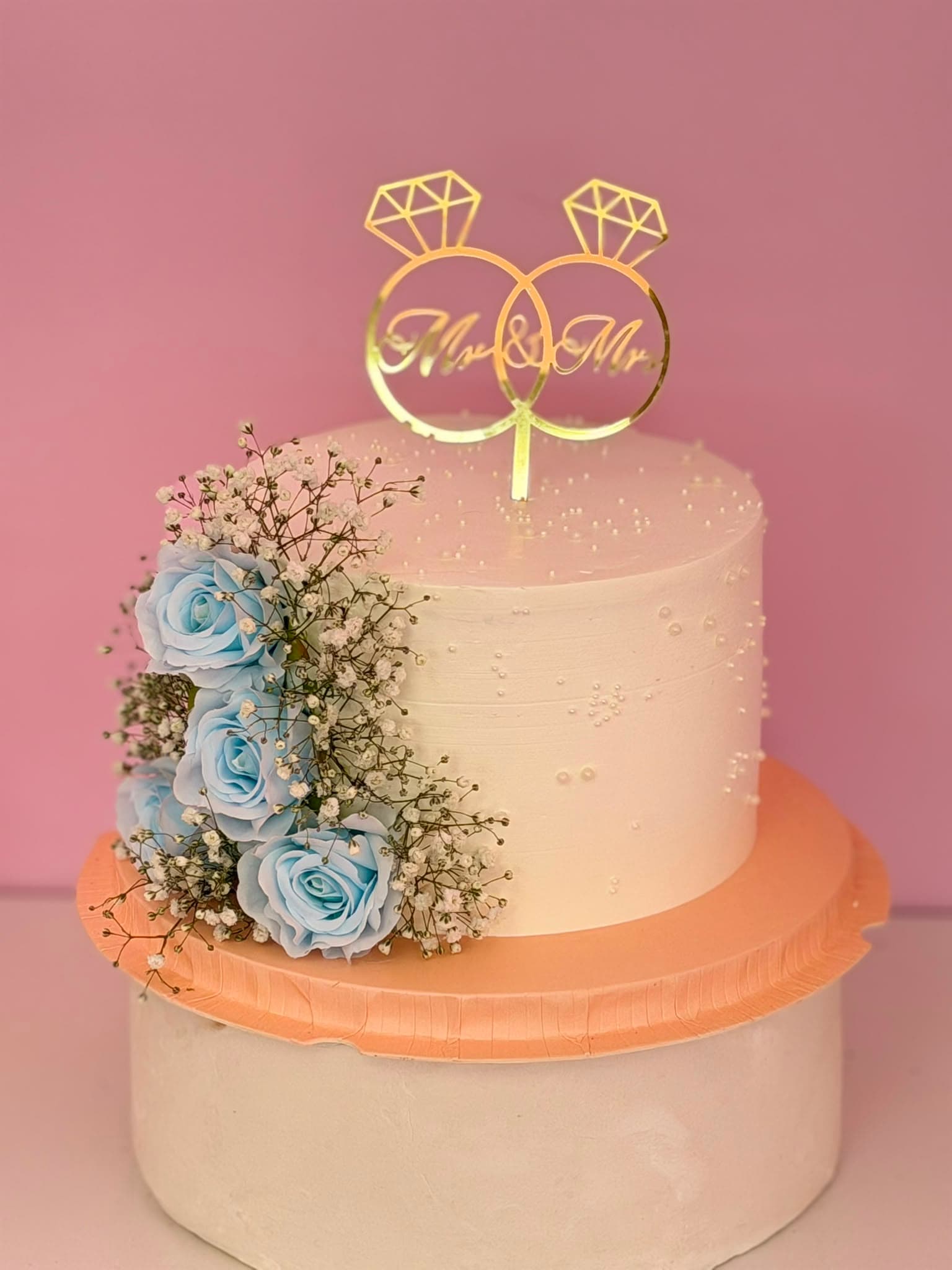 Blue Rose Crown Anniversary Cake