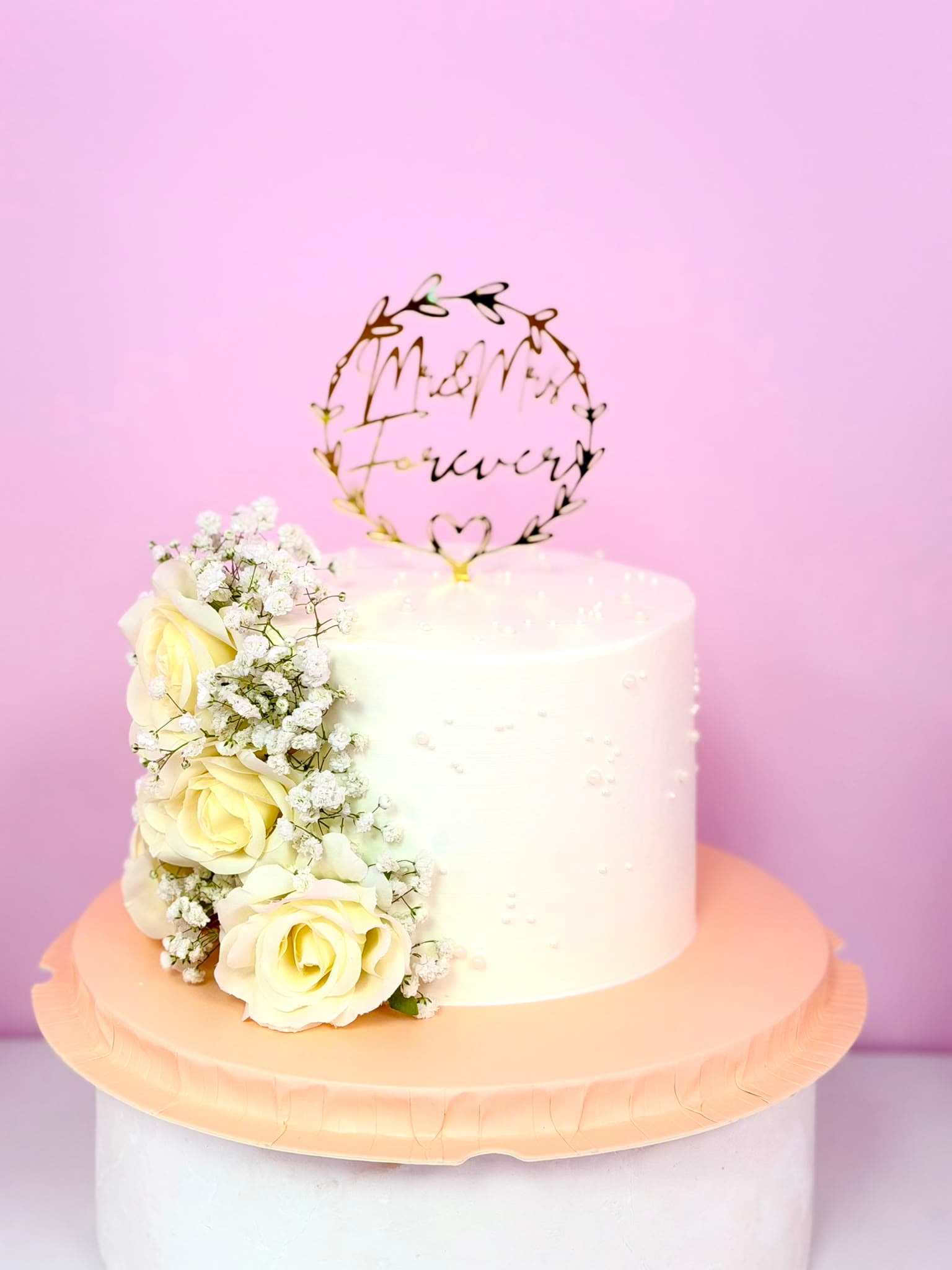 Pink Floral Love Cake